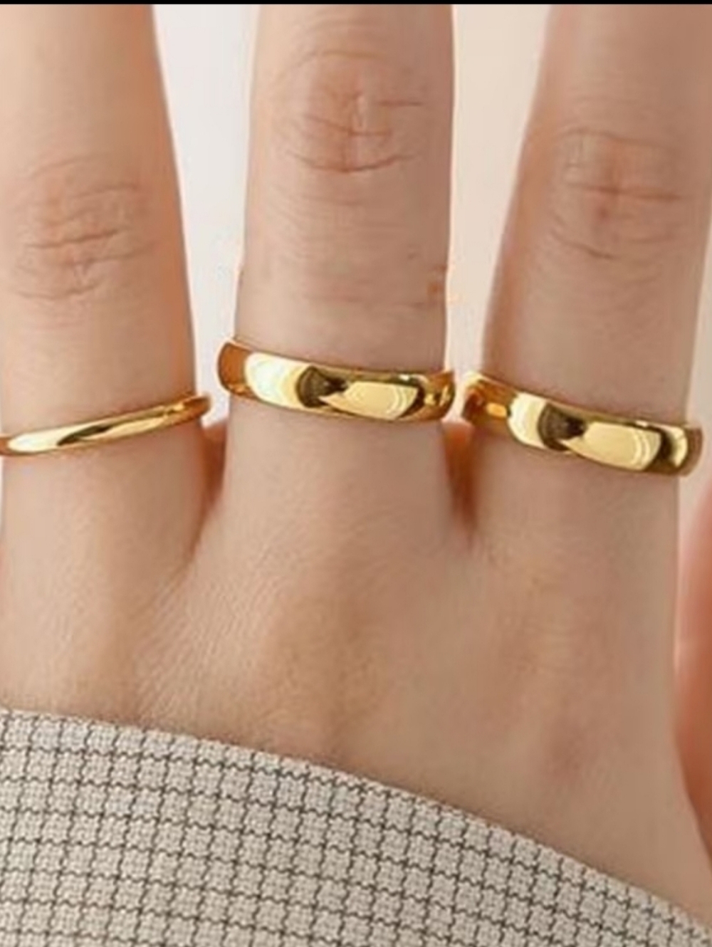 18 KT Gold Over Titanium Stacking Rings Set